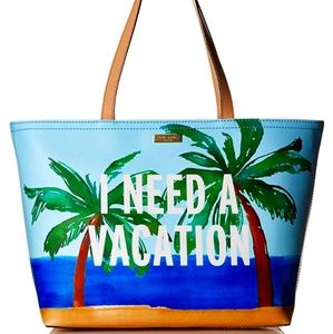kate spade♠️'I NEED A VACATION' leather tote👜🌴